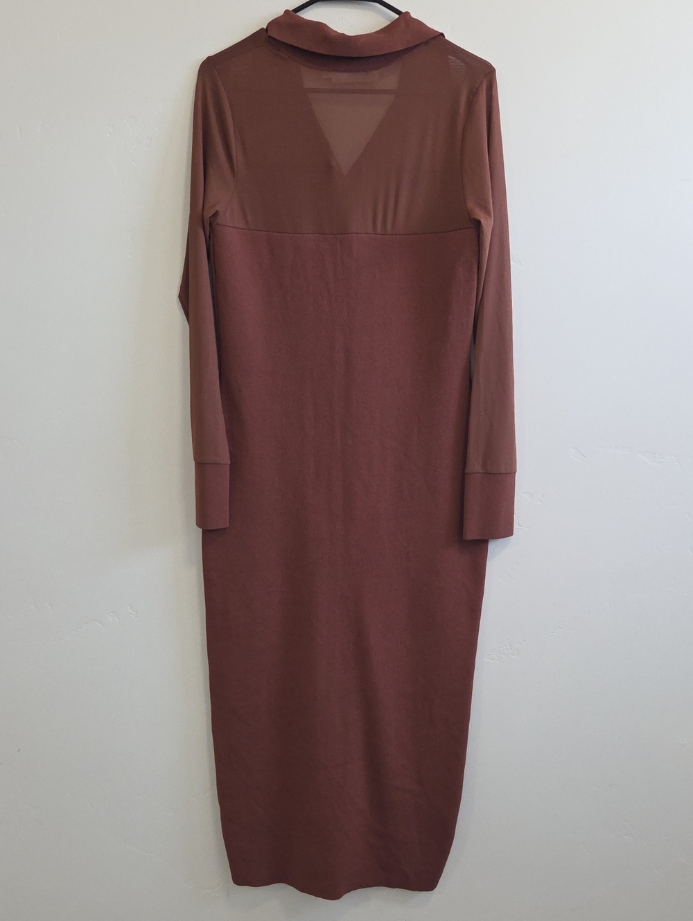 Astr Rust-Brown Long Sleeve Collared Midi Dress - Picture 9 of 9